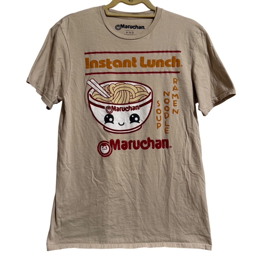 Maruchan Instant Lunch Ramen Noodle Soup Graphic T-Shirt Mens Medium Tan Cotton